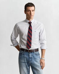 camisa clássica de corte regular com riscas estilo banqueiro em popeline - azul claro