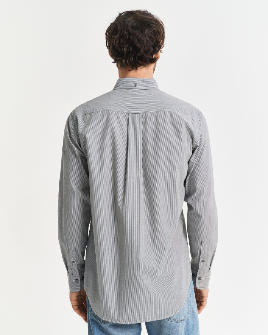camisa clássica de popeline com riscas estilo banqueiro corte regular - preta