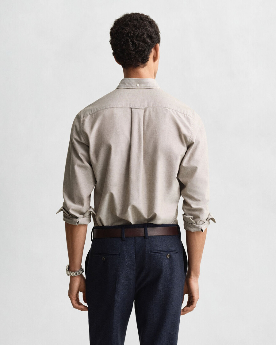 camisa oxford clássica de corte regular - castanho mogno