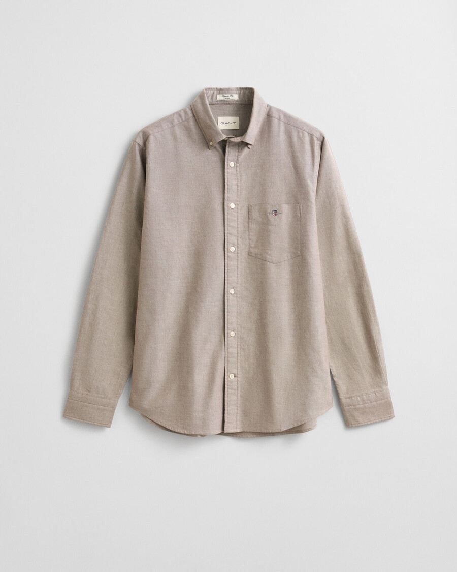 camisa oxford clássica de corte regular - castanho mogno