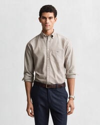 camisa oxford clássica de corte regular - castanho mogno
