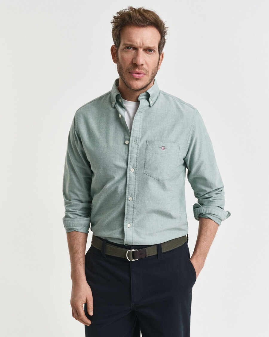 camisa oxford clássica de corte regular - verde floresta