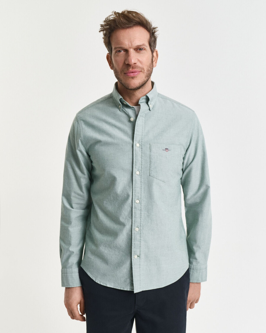 camisa oxford clássica de corte regular - verde floresta