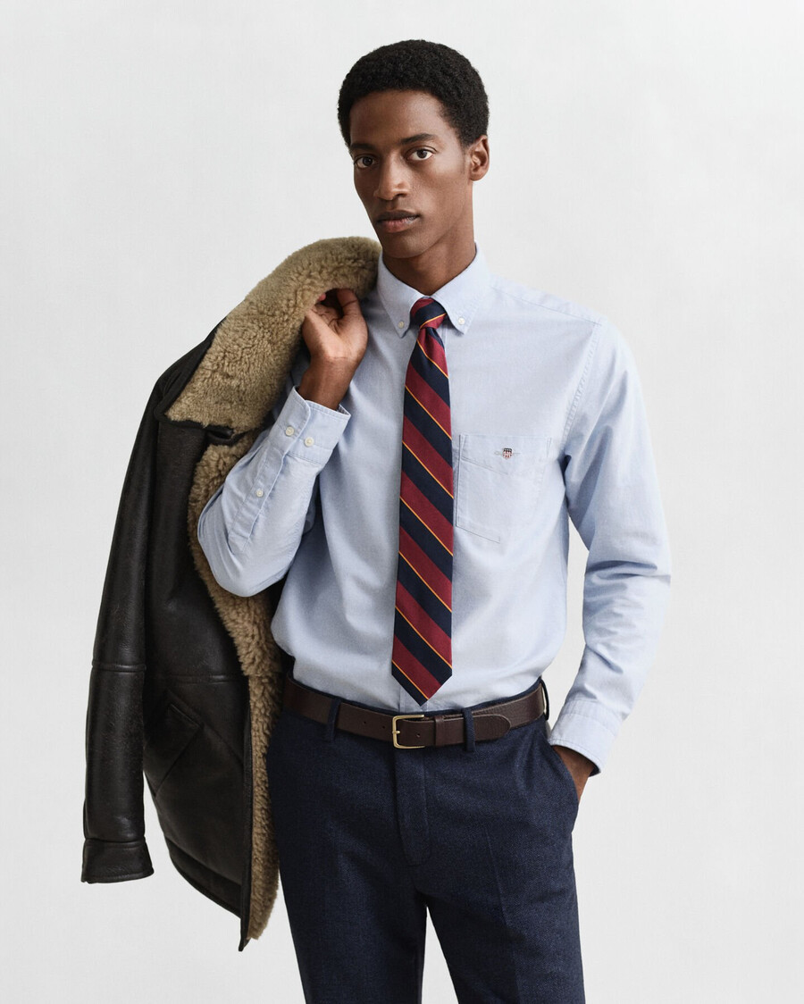 camisa oxford clássica de corte regular - azul claro