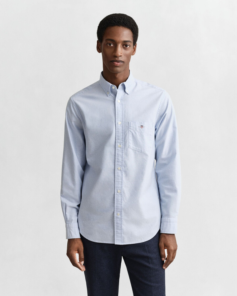 camisa oxford clássica de corte regular - azul claro