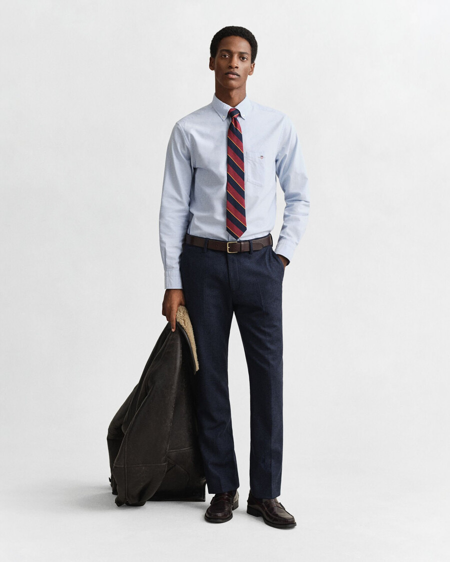 camisa oxford clássica de corte regular - azul claro