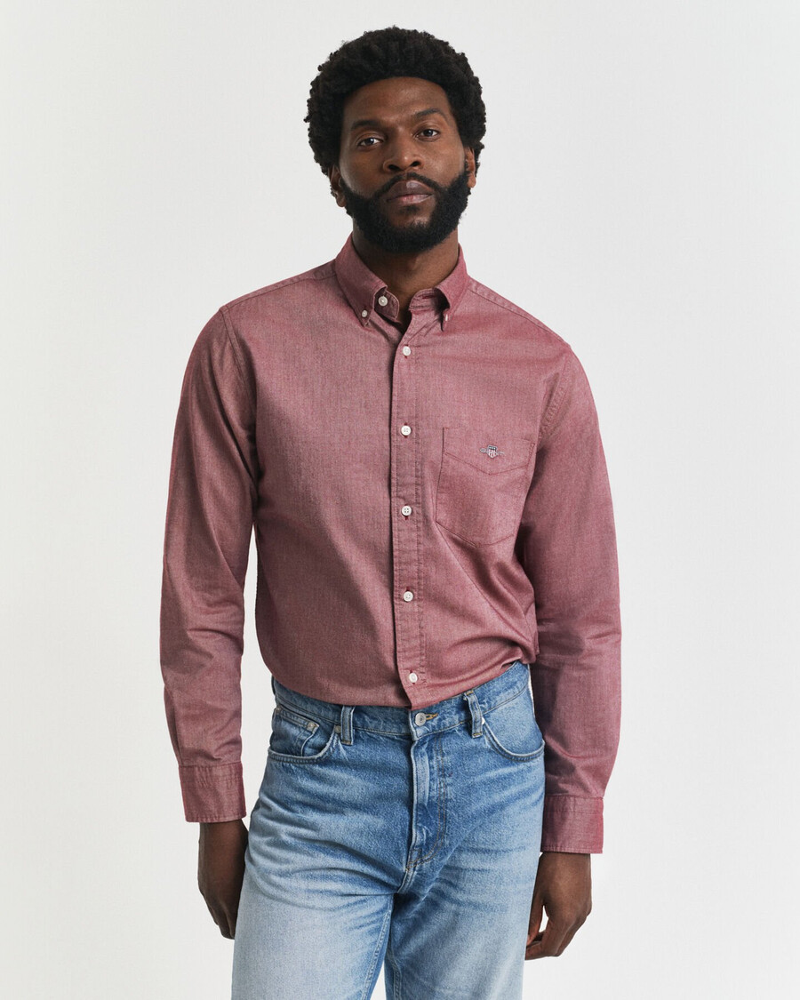 camisa oxford clássica de corte regular - vermelha encorpada