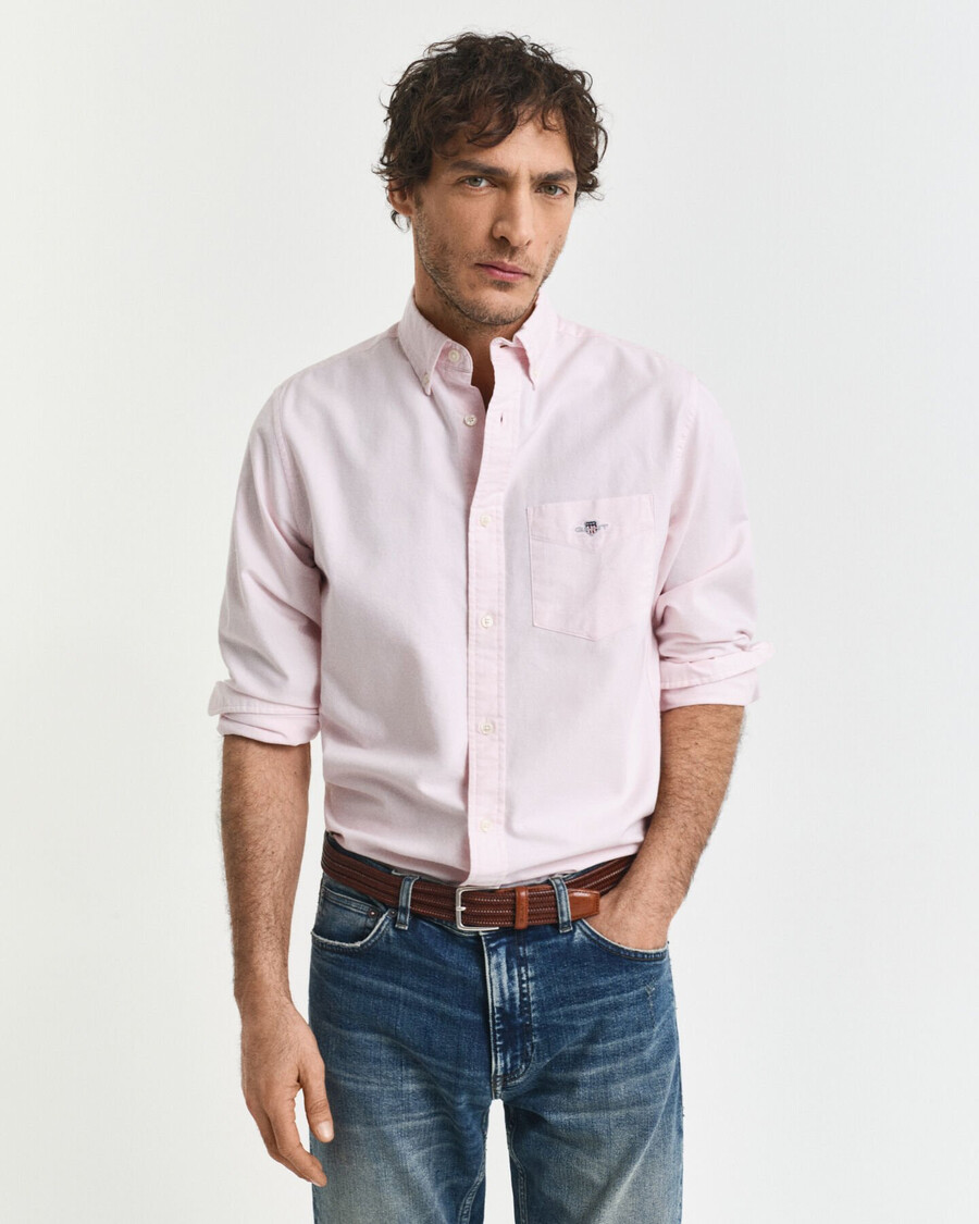 camisa oxford clássica de corte regular - rosa claro