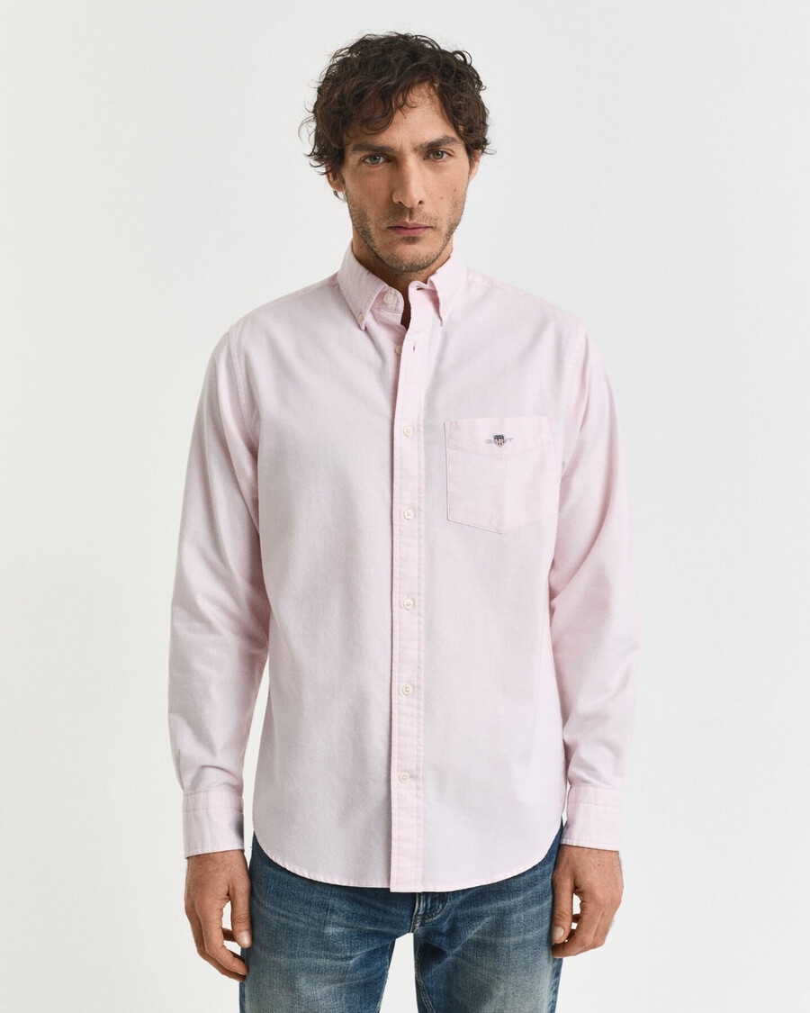 camisa oxford clássica de corte regular - rosa claro