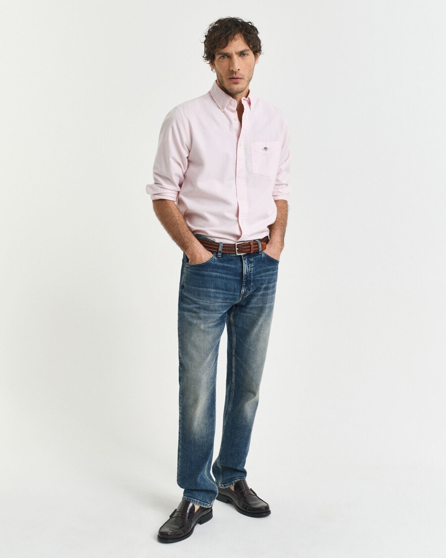 camisa oxford clássica de corte regular - rosa claro