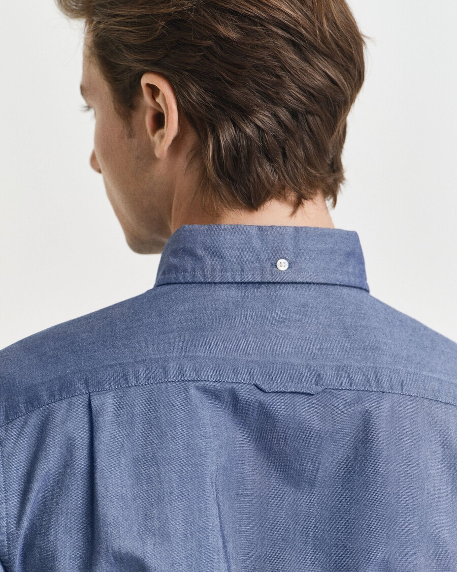 camisa oxford clássica slim fit - azul persa