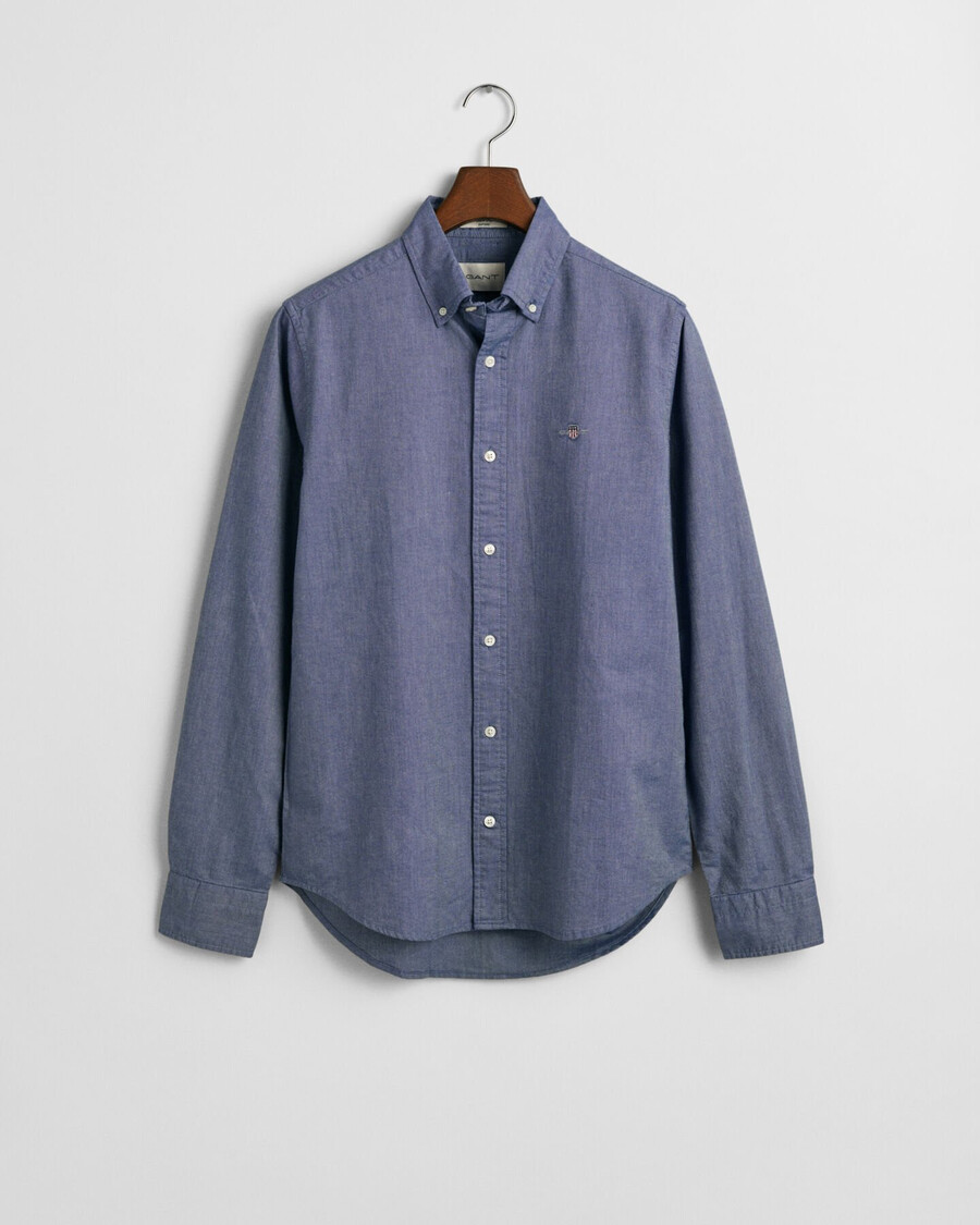camisa oxford clássica slim fit - azul persa