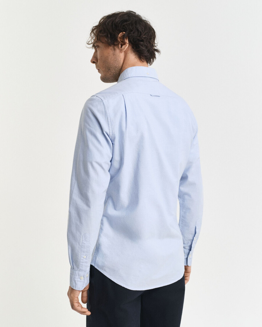 camisa oxford clássica slim fit - azul claro