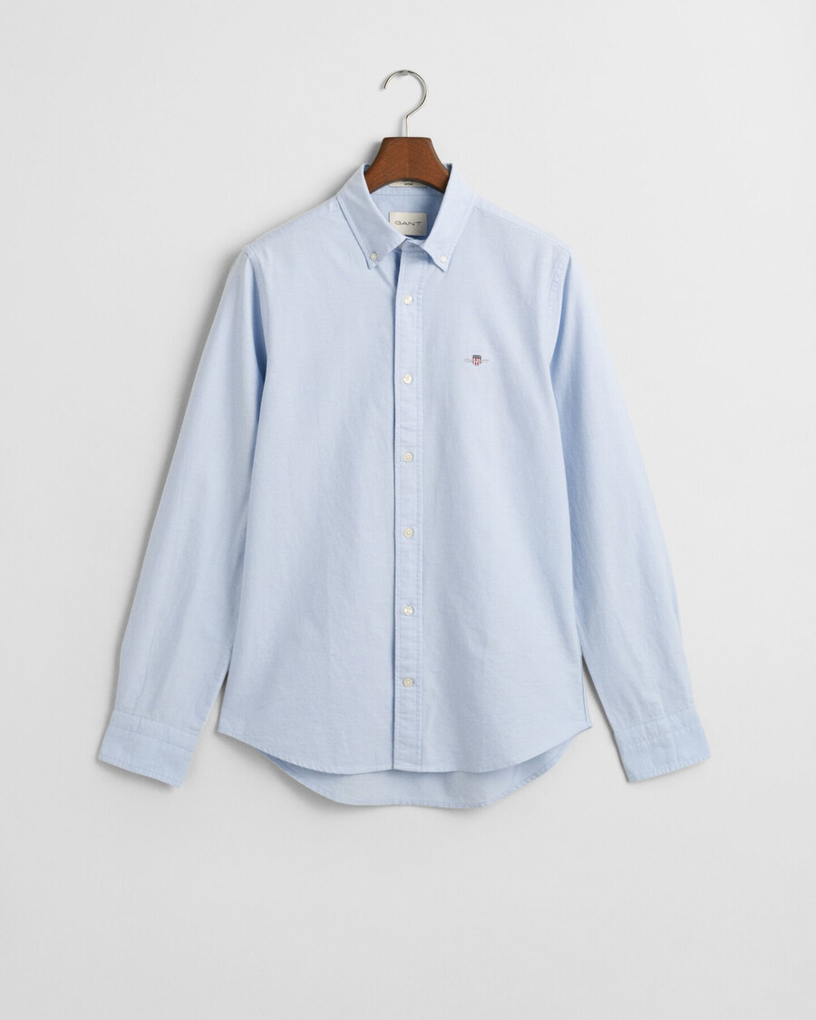 camisa oxford clássica slim fit - azul claro