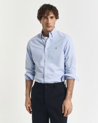 camisa oxford clássica slim fit - azul claro