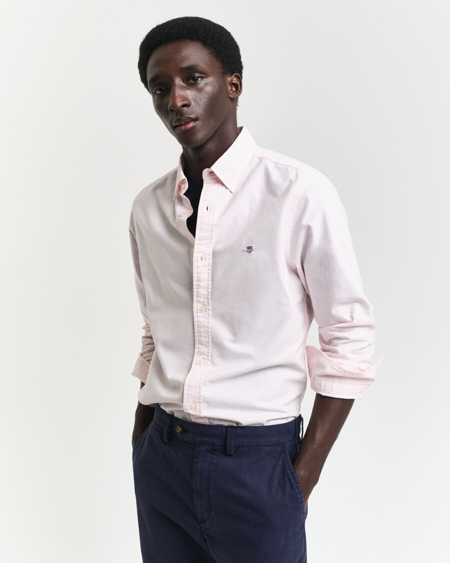 camisa oxford clássica slim fit - rosa claro