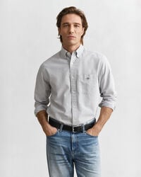 camisa oxford clássica com riscas brancas e corte regular - azul persa
