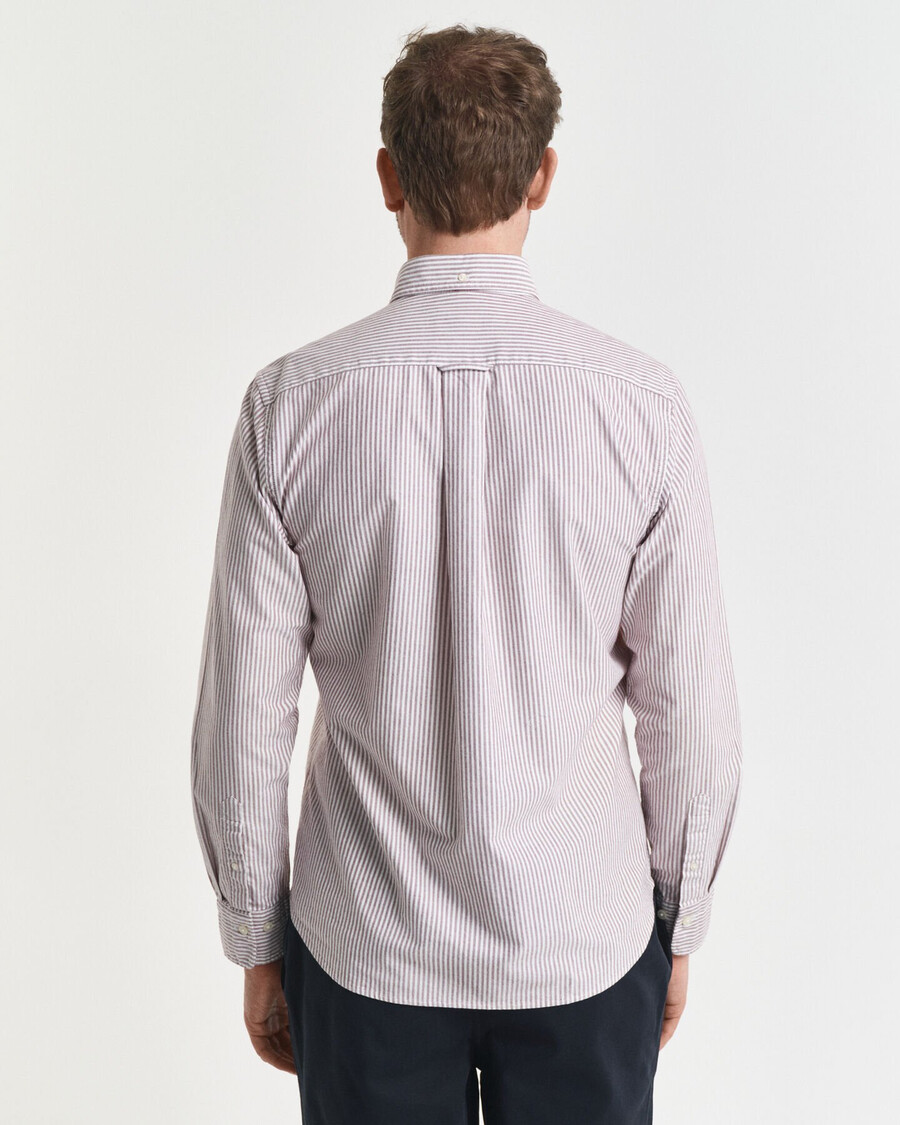 camisa oxford clássica com listras bancárias e corte regular - vermelho encorpado