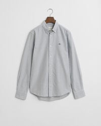 camisa oxford clássica slim fit com riscas brancas - azul persa