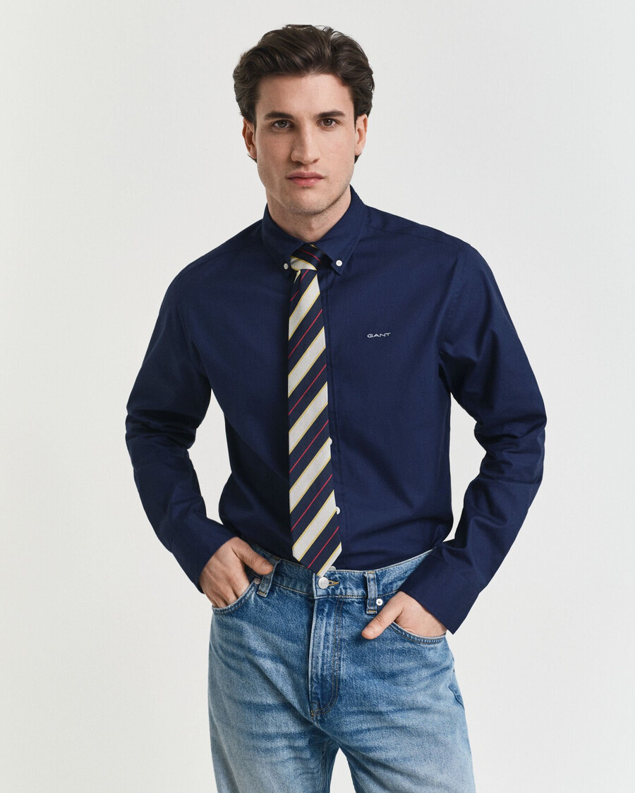camisa oxford pinpoint de corte regular - azul marinho