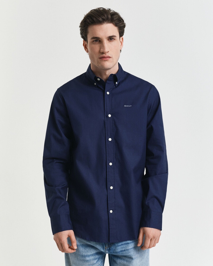 camisa oxford pinpoint de corte regular - azul marinho