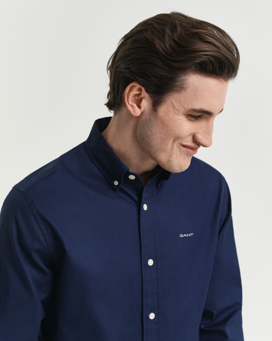 camisa oxford pinpoint de corte regular - azul marinho