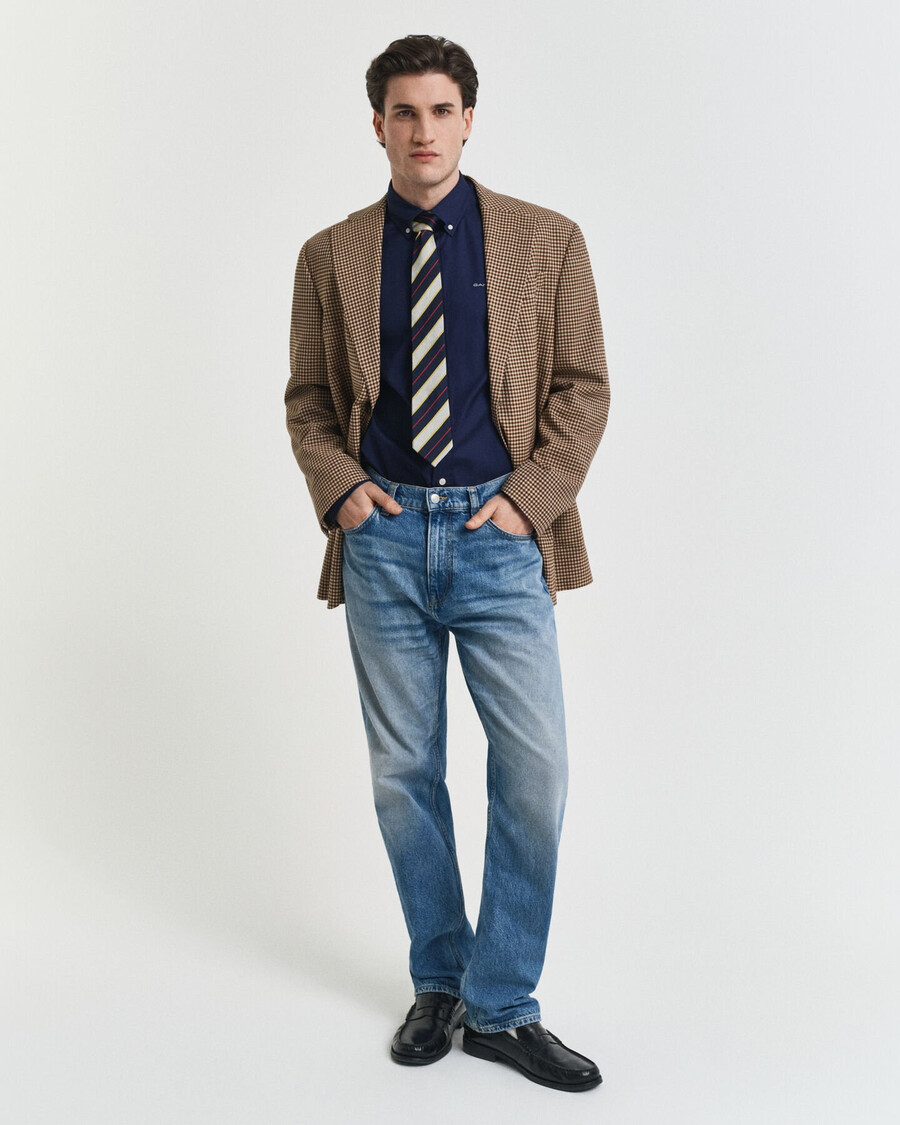 camisa oxford pinpoint de corte regular - azul marinho