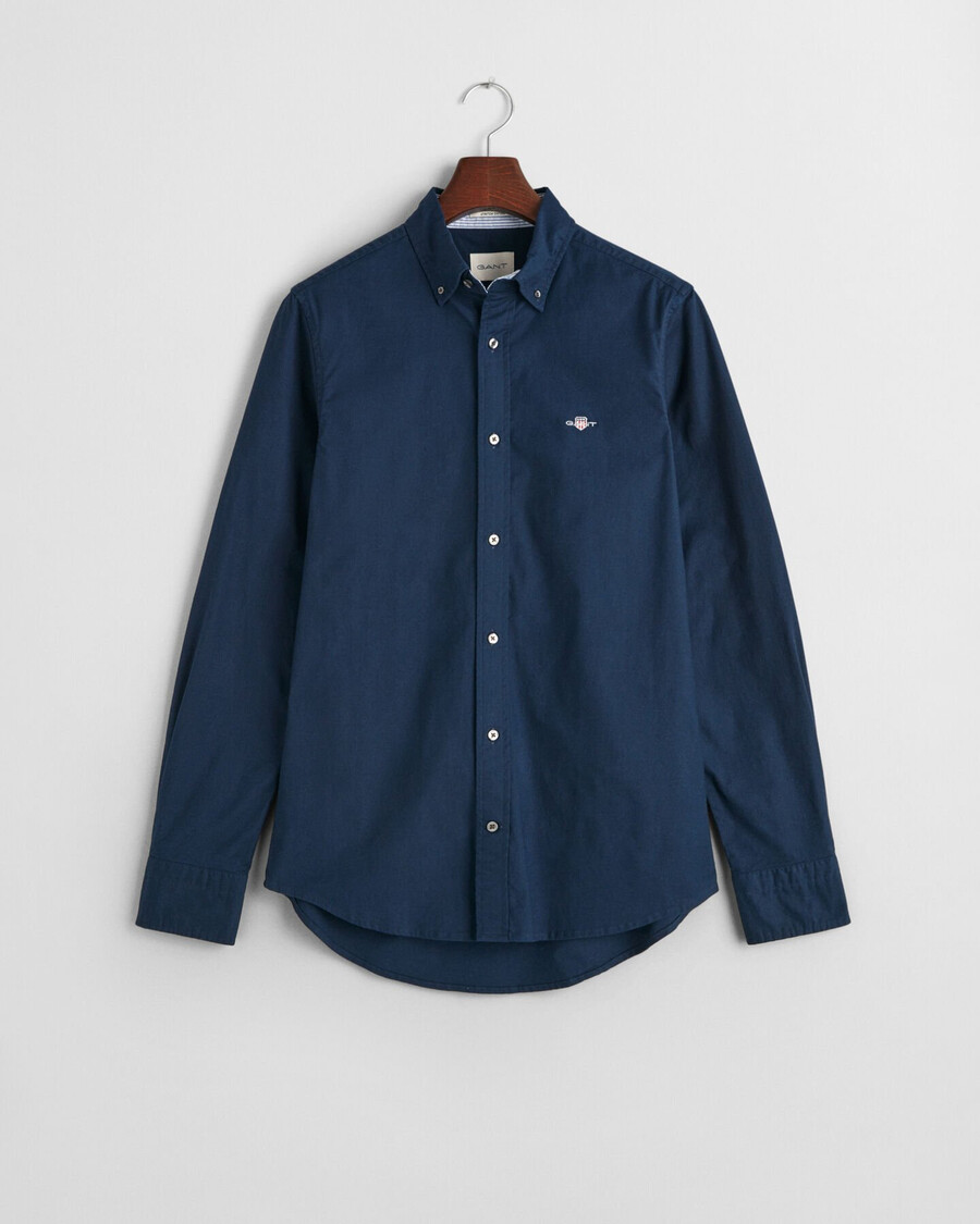 camisa oxford slim fit stretch - azul marinho