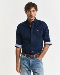 camisa oxford slim fit stretch - azul marinho