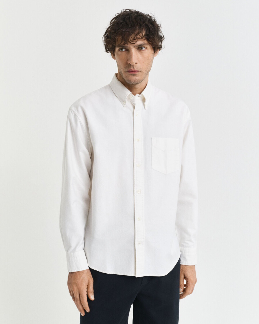 camisa oxford heritage relaxed fit - cor casca de ovo