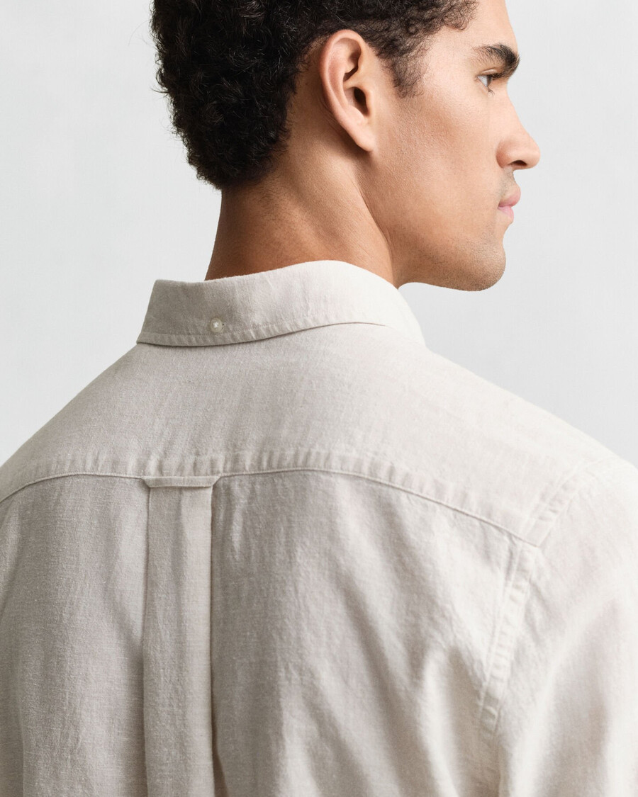 camisa de algodão e linho de corte regular - cor bege