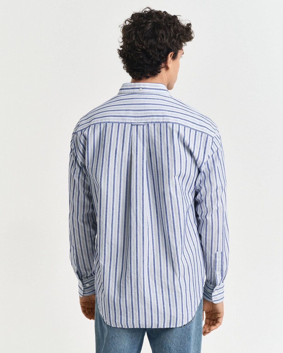 camisa listrada texturizada de modelagem relaxada - cor creme