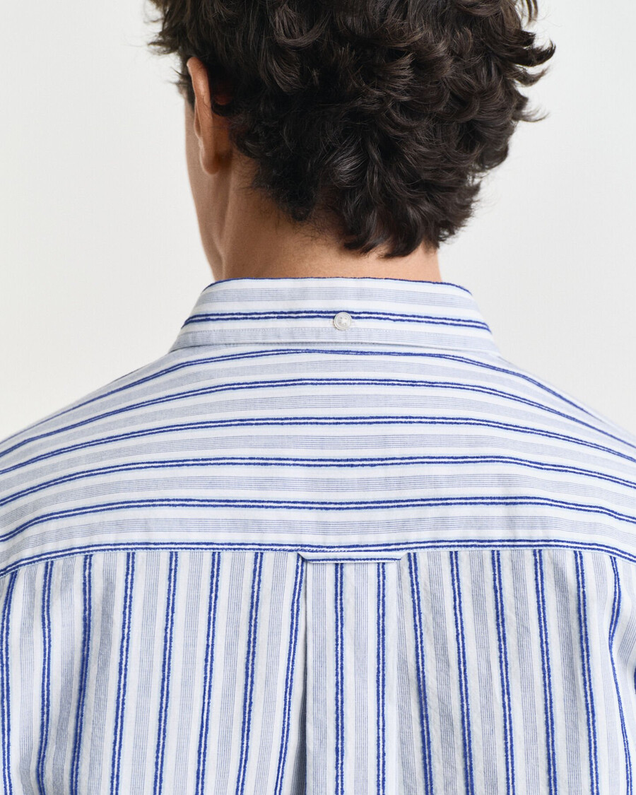camisa listrada texturizada de modelagem relaxada - cor creme