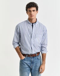 camisa listrada texturizada de modelagem relaxada - cor creme