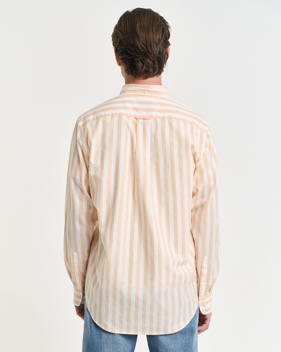 camisa clássica listrada de popeline com modelagem regular - laranja pêssego