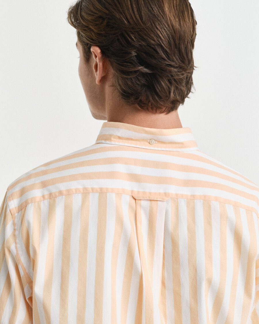 camisa clássica listrada de popeline com modelagem regular - laranja pêssego