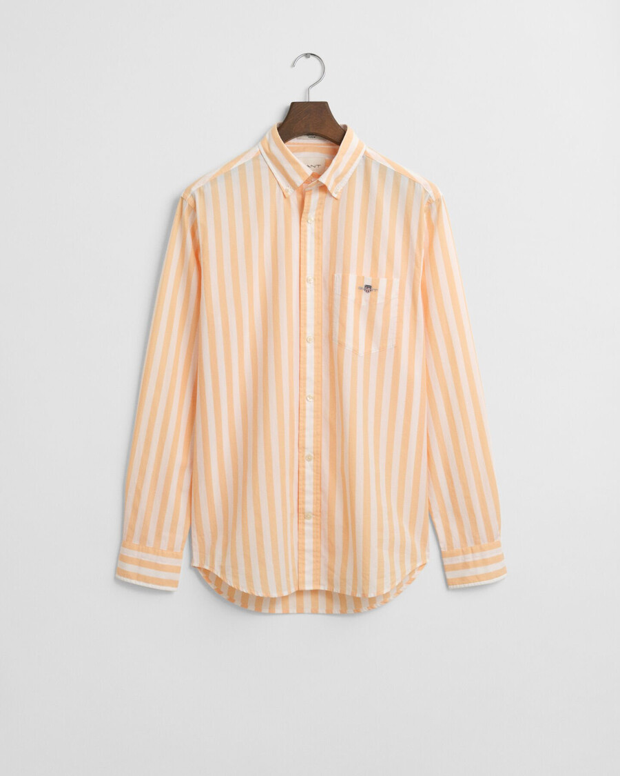 camisa clássica listrada de popeline com modelagem regular - laranja pêssego