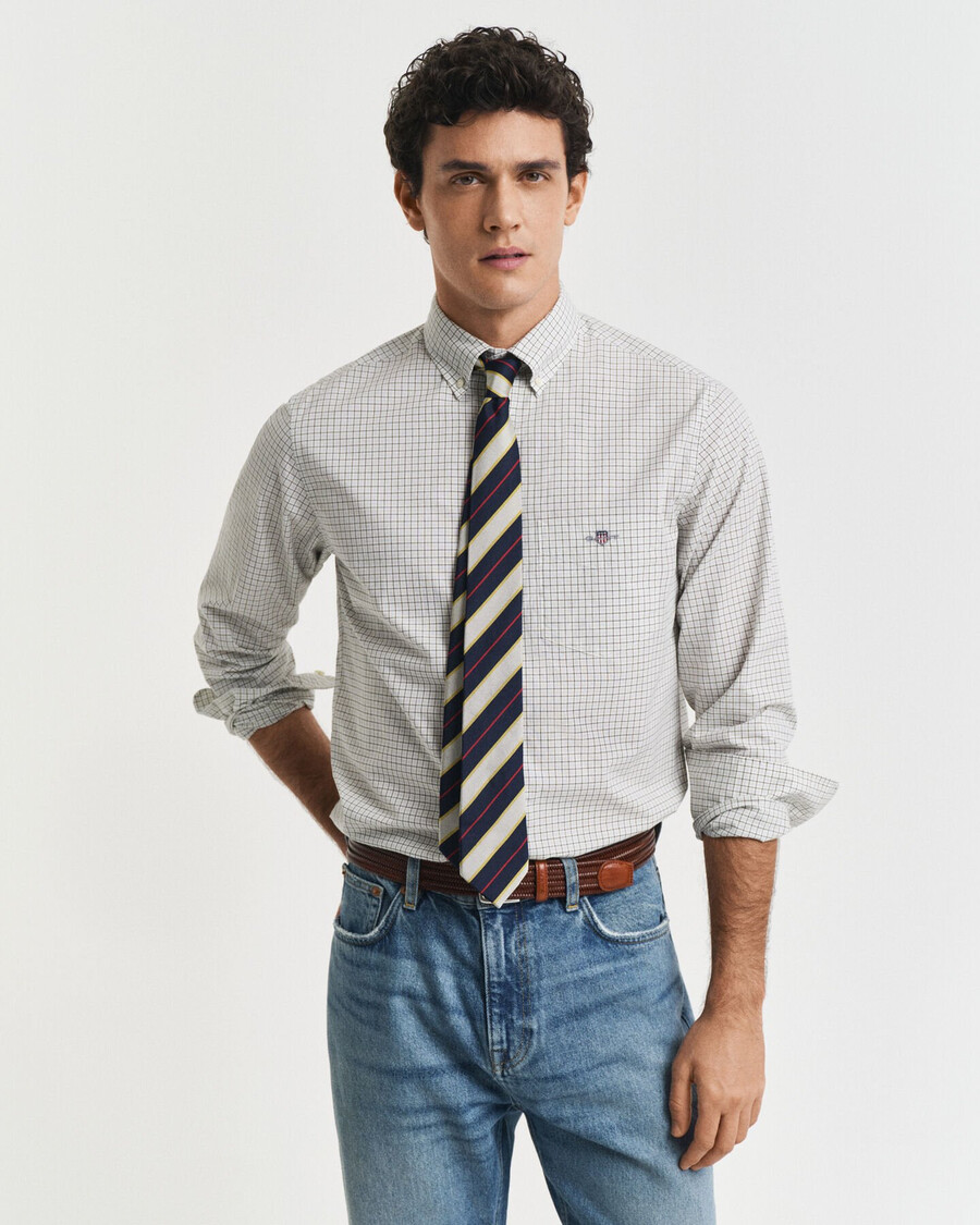 camisa clássica xadrez de popeline com corte regular - verde juniper