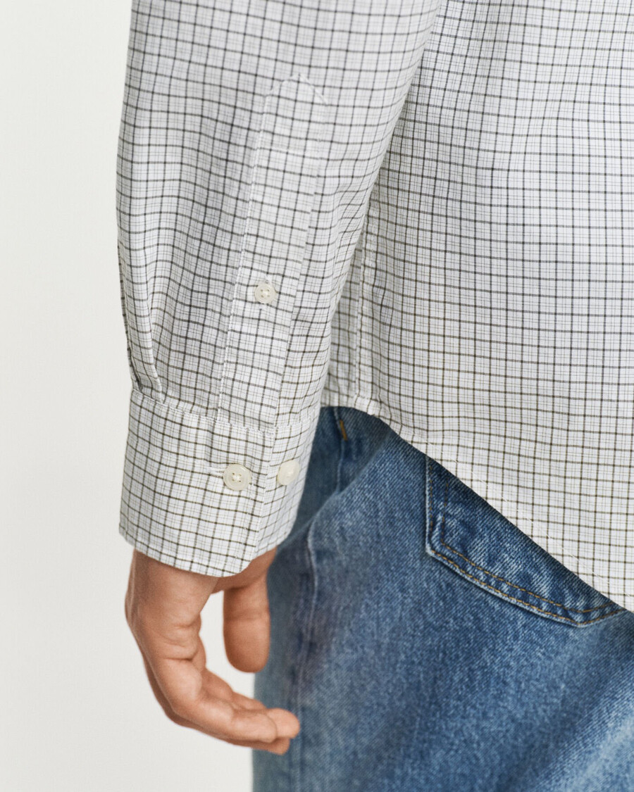 camisa clássica xadrez de popeline com corte regular - verde juniper