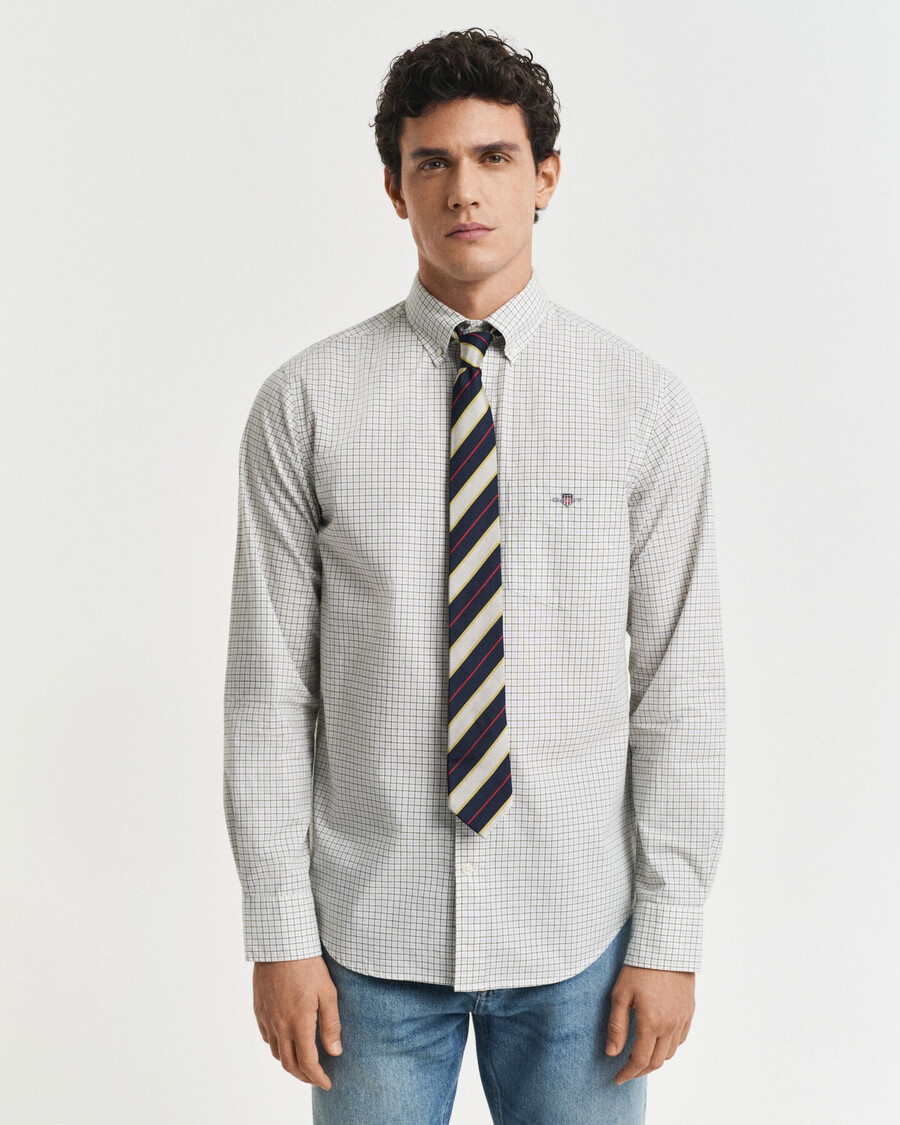 camisa clássica xadrez de popeline com corte regular - verde juniper