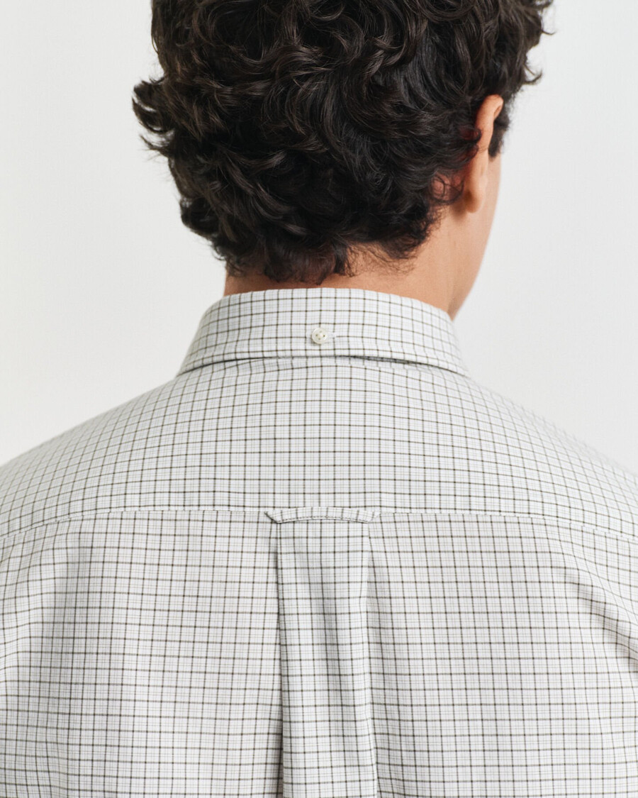 camisa clássica xadrez de popeline com corte regular - verde juniper