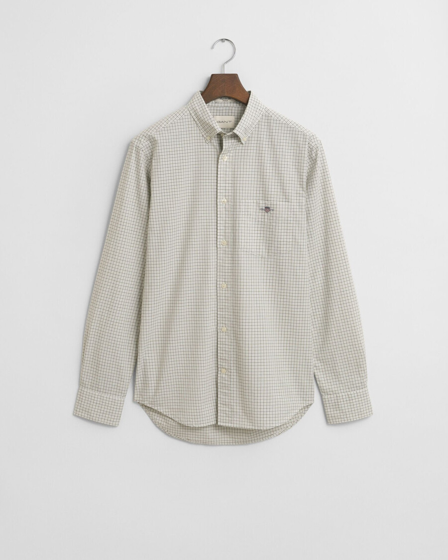 camisa clássica xadrez de popeline com corte regular - verde juniper