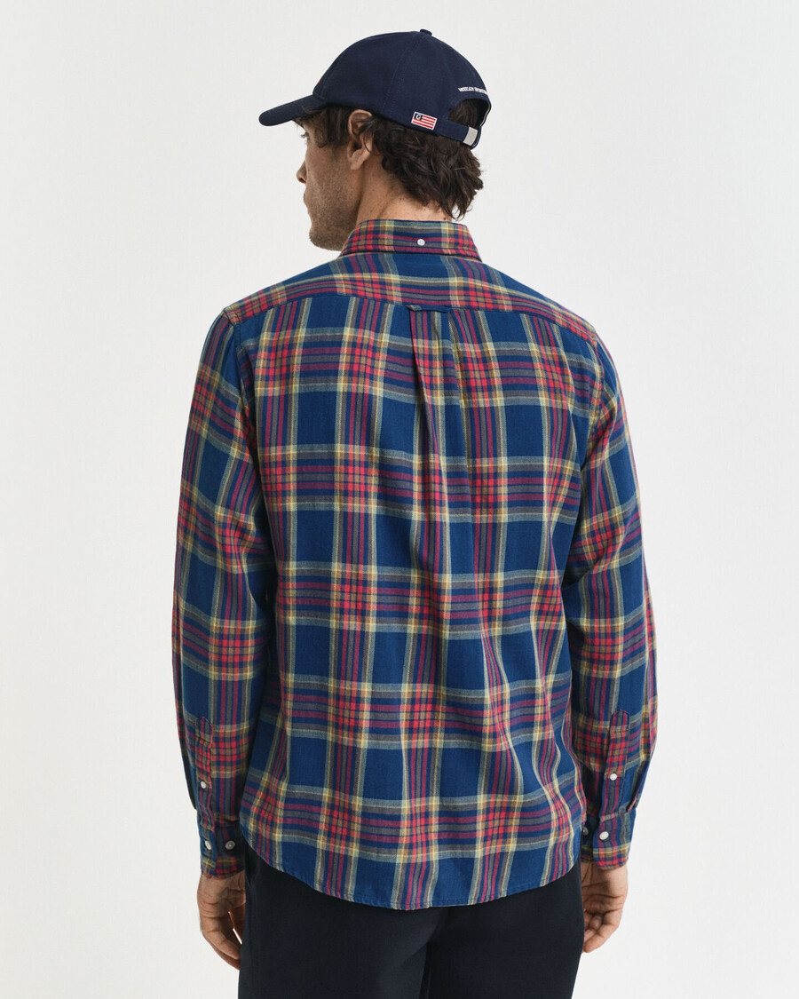camisa de sarja xadrez Índigo de corte regular - Índigo