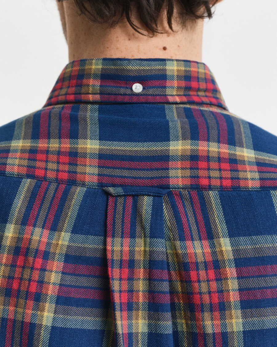 camisa de sarja xadrez Índigo de corte regular - Índigo