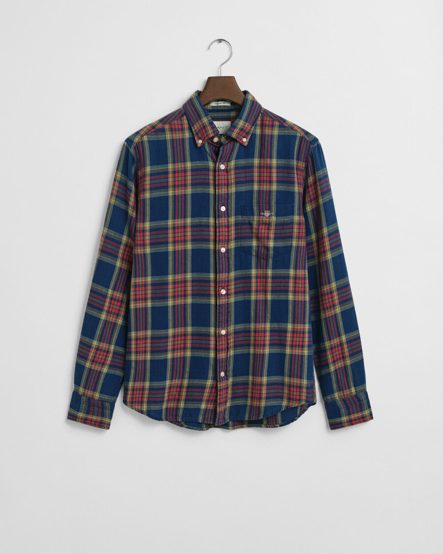 camisa de sarja xadrez Índigo de corte regular - Índigo