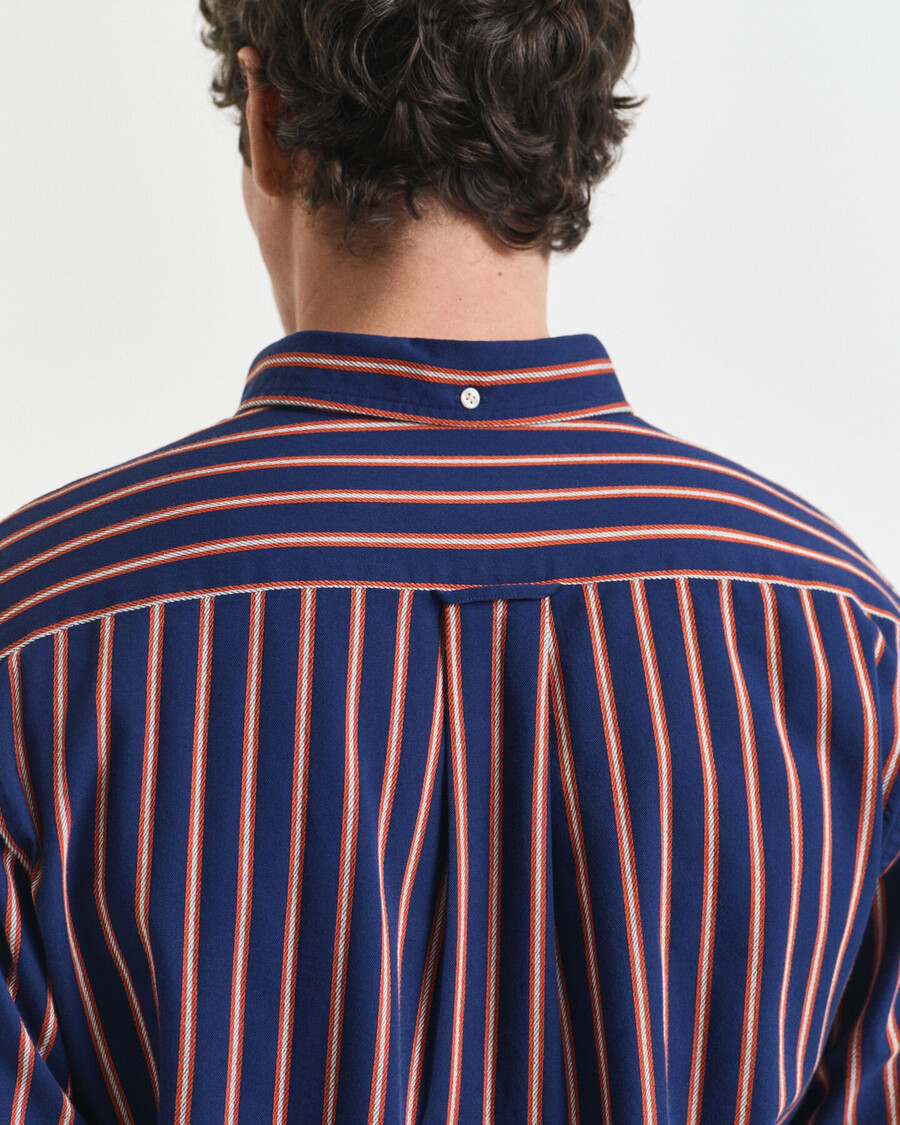 camisa de sarja listrada estilo dobby corte regular - azul persa