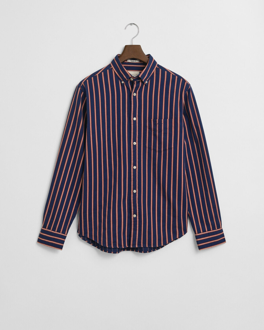 camisa de sarja listrada estilo dobby corte regular - azul persa