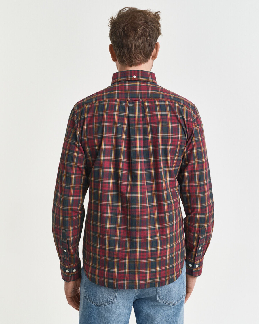 camisa xadrez de popeline de arquivo com corte regular - vermelho encorpado