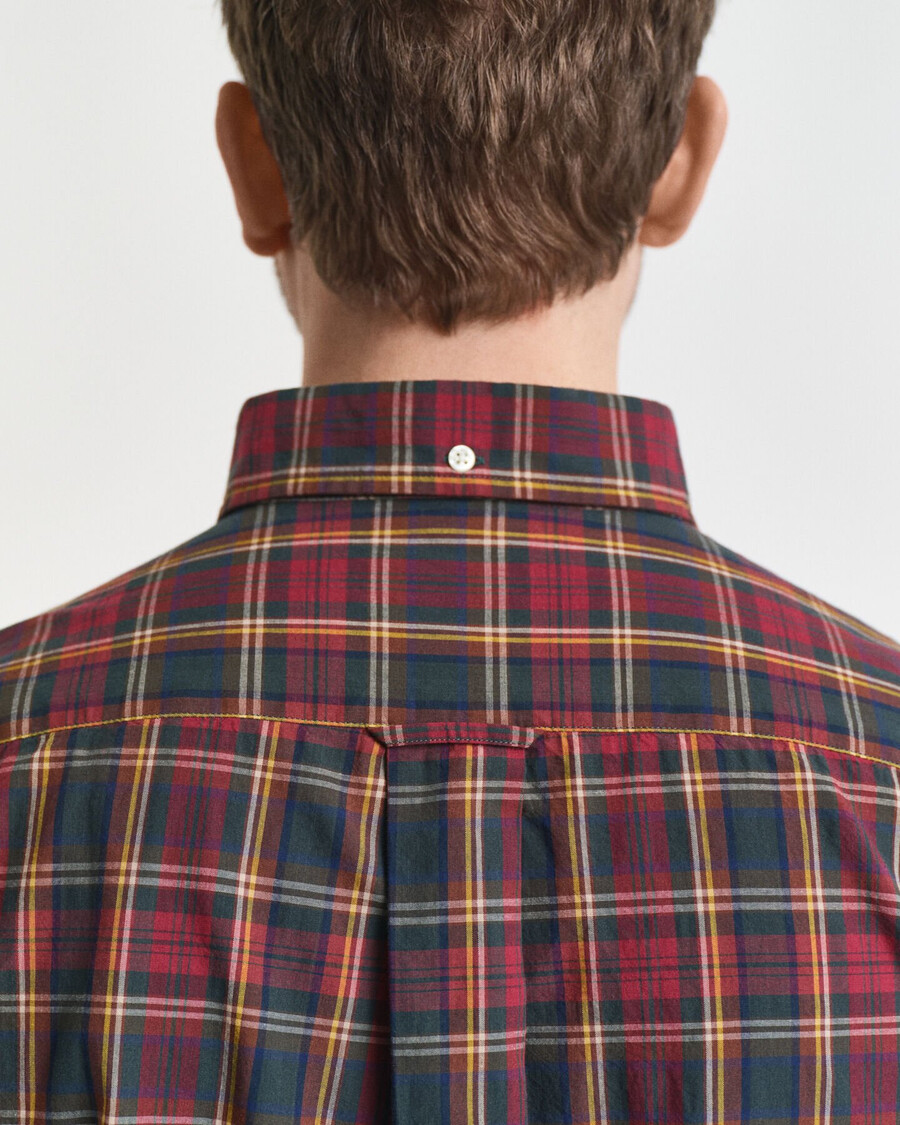 camisa xadrez de popeline de arquivo com corte regular - vermelho encorpado