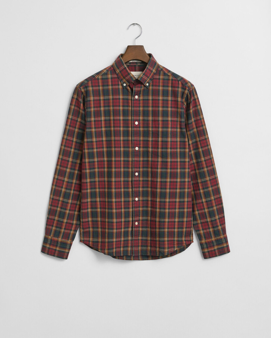 camisa xadrez de popeline de arquivo com corte regular - vermelho encorpado